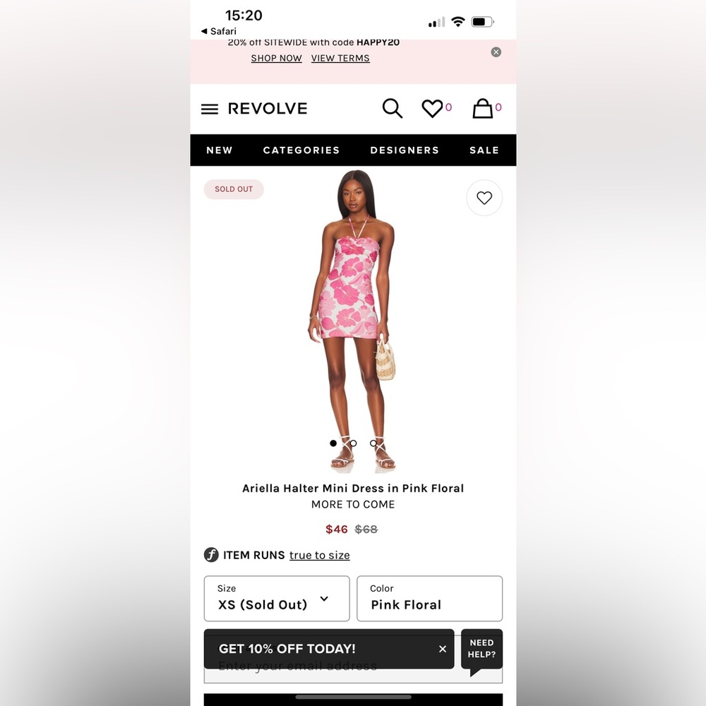 REVOLVE MORE TO COME Ariella Halter Mini Dress in Pink Floral